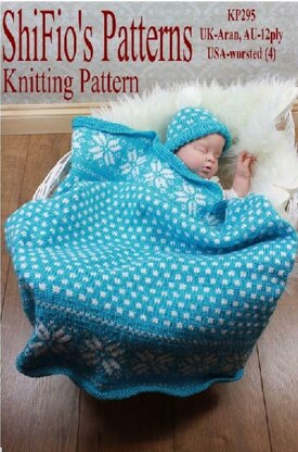 Snowflake Blanket & Hat Knitting Pattern - 295