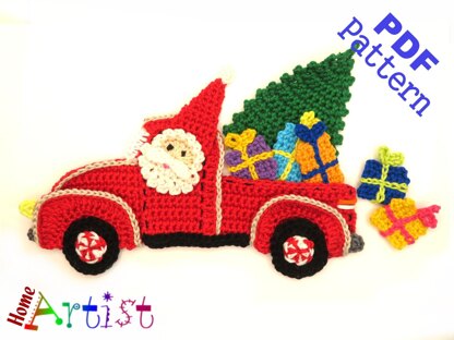 Christmas Truck crochet applique pattern