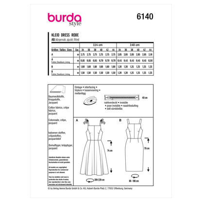 Burda Style Misses' Dress B6140 - Paper Pattern, Size 8-18