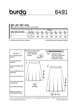 Burda Style Pattern B6491 Women's Flared Skirt