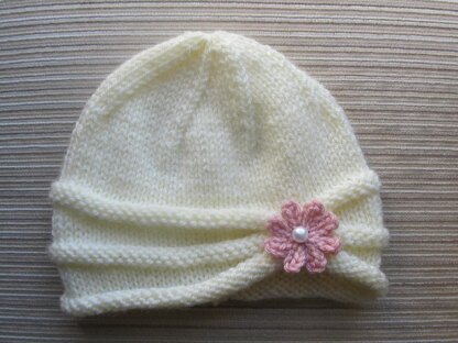 Rolled Brim Hat with a Flower for a Baby (6-9 Months) and Toddler ( 2-4 Years)