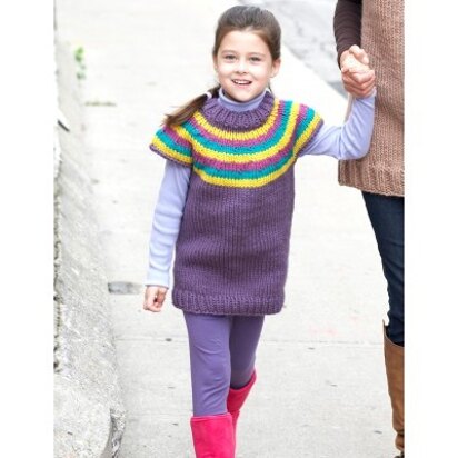 Child's Striped Yoke Pullover in Bernat Softee Chunky - Downloadable PDF