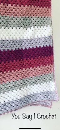 Granny Stripe Crochet Blanket with Crab Stitch Border