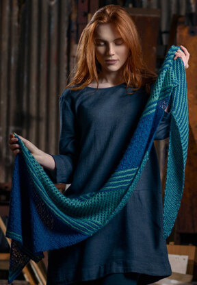 Two-Colour Asymmetrical Shawl in The Fibre Co. Road to China Lace - Downloadable PDF