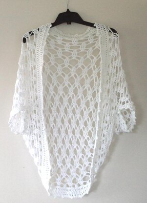 Geometric Open Lace Crochet Shrug