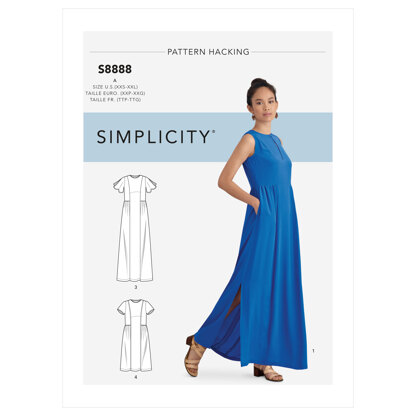 Simplicity S8888 Misses Design Hacking Dress - Paper Pattern, Size A (XXS-XS-S-M-L-XL-XXL)