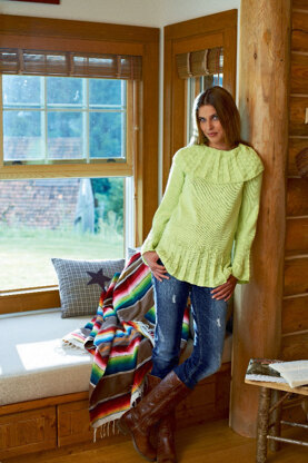 Ladies’ Sweater with Pleated Flounce and Collar in Schachenmayr Universa - S6900