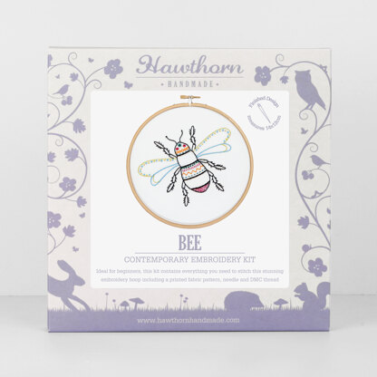 Hawthorn Handmade Bee Contemporary Printed Embroidery Kit