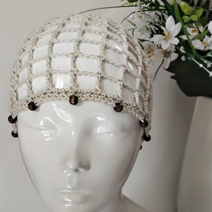 Beaded Net Mesh Beach Hat