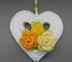 Heart hanging decoration & flower pot stick - easy from scraps of yarn