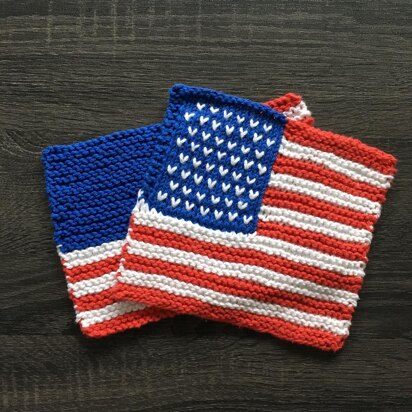 United States Flag Dishcloth - knitting pattern