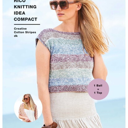 Top & Shawl in Rico Creative Cotton Stripes DK - 1175 - Downloadable PDF