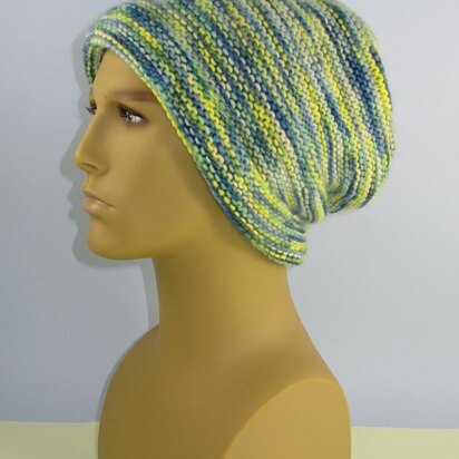 Chunky Self Striping Garter Stitch Slouch Hat