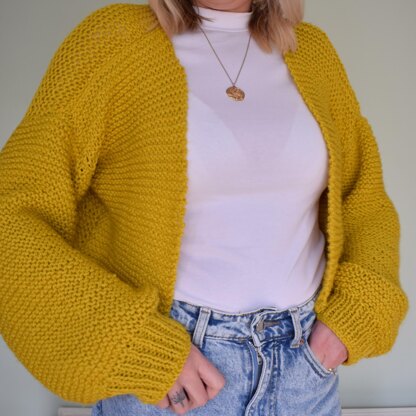 Knitting Pattern Cropped Bubble Sleeve Cardigan | The Mrytle Cardigan