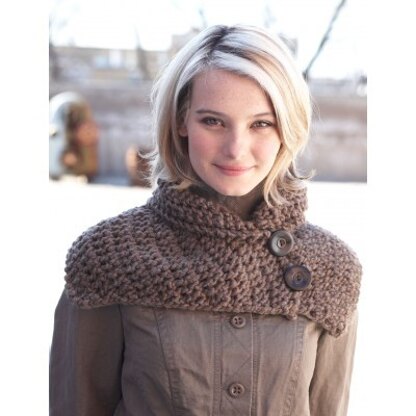 Buttoned Wrap Scarf in Bernat Roving