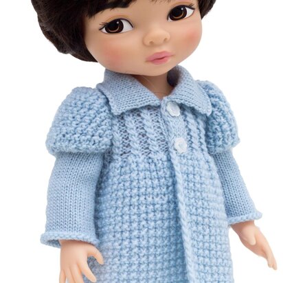 Baby Blue Coat for 16 inch Animators dolls, Doll Clothes  Knitting Pattern.