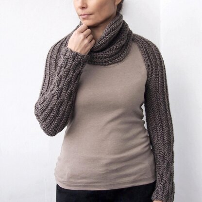 Knit look sleeve scarf