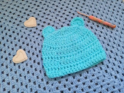 Crochet Easy Baby Hat With Bear Ears Pattern