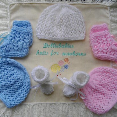 40. Unisex Lacy Hat & Bootee Set Preemie-3 Months