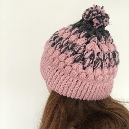 Reversible Pom Puff Hat