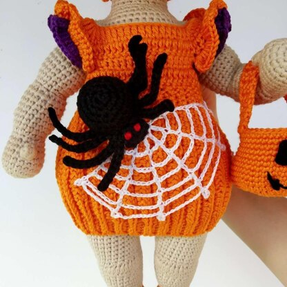 Halloween crochet doll clothes pattern, Amigurumi outfit crochet pattern for Lulu, Crochet doll outfit 12,6 inch/32 cm (English, Deutsch, Français)