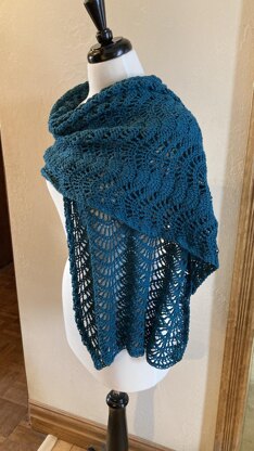 Abigail Crochet Sideways Shawl Feather and Fan Stitch