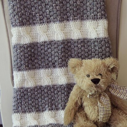Cabled and Gray Blanket