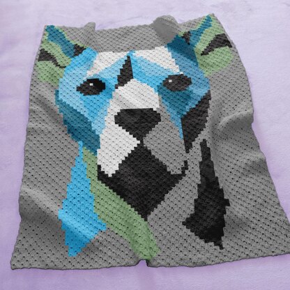 Geometric Dog Face Blanket C2C Crochet Pattern Crystal Boxer Graph ...