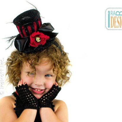 Victorian Goth Steampunk Mini Top Hat and Mittens