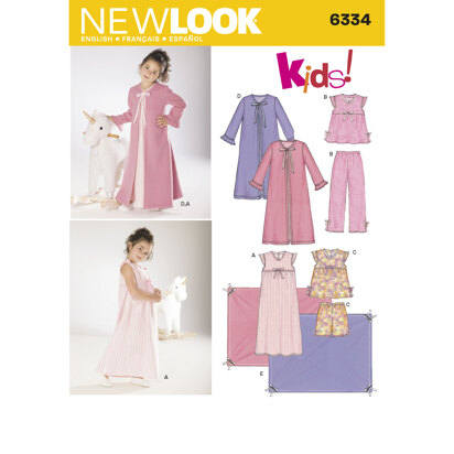 New Look Child Sleepwear 6334 - Paper Pattern, Size A (3,4,5,6,7,8)