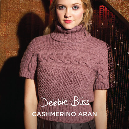 Cable & Blackberry Top - Sweater Knitting Pattern for Women in Debbie Bliss Cashmerino Aran