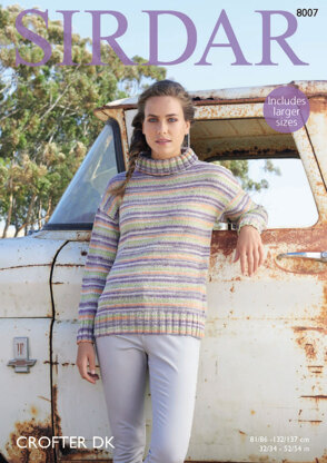 Cowl Neck Sweater in Sirdar Crofter DK - 8007 - Downloadable PDF