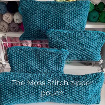 Moss stitch zipper pouch - knitting pattern