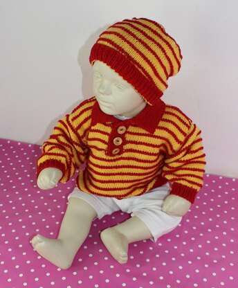 Baby & Toddler Stripe Sweater & Beanie Hat