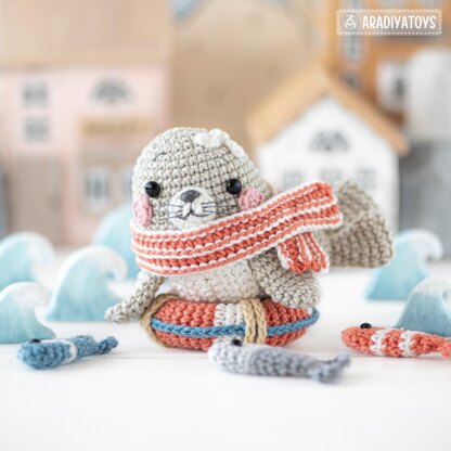 Lighthouse Island from “Mini Kingdom” collection, crochet patterns (Amigurumi tutorial PDF file) lighthouse crochet pattern seal pelican fish lighthouse keeper by AradiyaToys (Olka Novytska)