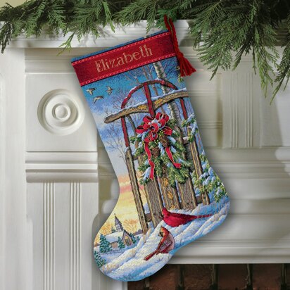 Dimensions Counted Cross Stitch Kit: Stocking: Christmas Sled - 41cm (16in)