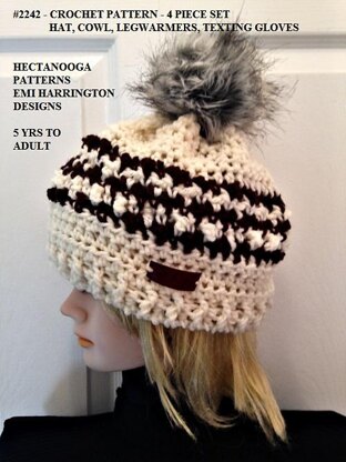 2242- Cream Hounds-tooth Hat set