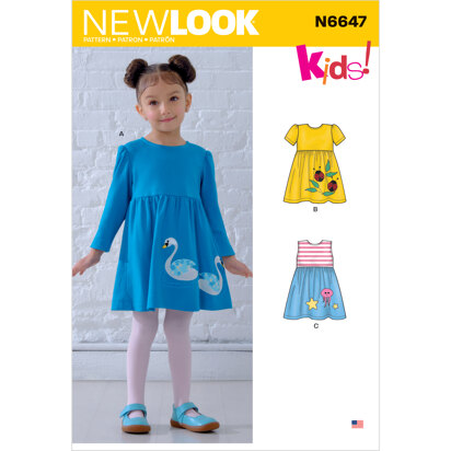 New Look N6647 Toddlers' Dresses with Appliques 6647 - Paper Pattern, Size 1/2-1-2-3-4