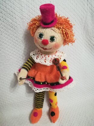 Knitting doll clown girl