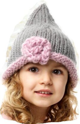 Pixie Hat with Flower * Girl and Adult sizes * Knitting Pattern