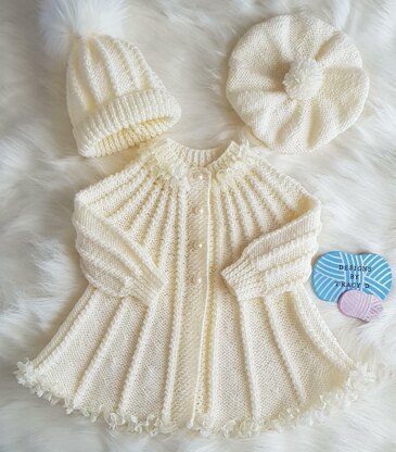 Iris Swing coat knitting pattern  0-6mths & 12mths