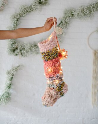 Holiday Stocking in Knit Collage Gypsy Garden, Rolling Stone, Cast Away - Downloadable PDF