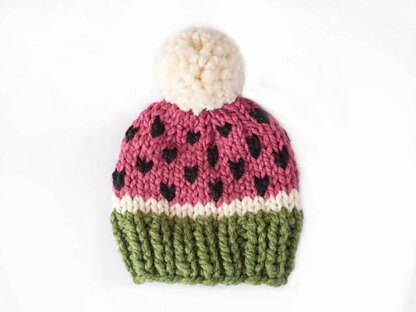 Watermelon Hat Toque Winter Chunky Pompom