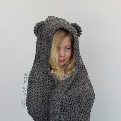 Jensen Herringbone Hooded Bear Blanket