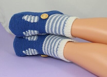 Childrens Stripe Sock T Bar Sandal Slippers