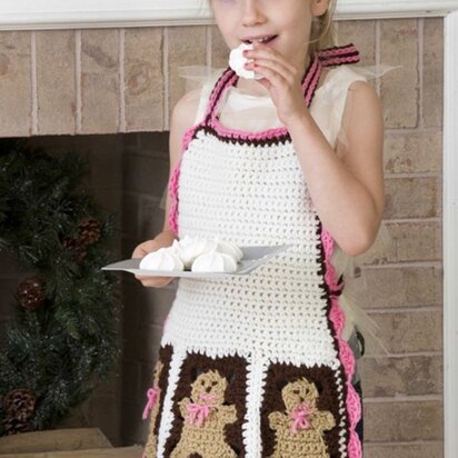 Gingerbread Man Apron in Red Heart With Love Solids - LW3161