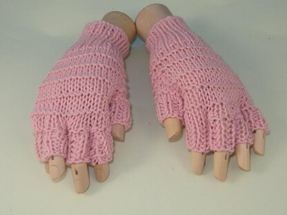 Simple Stripe Short Finger Gloves