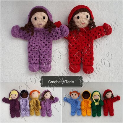 Snow Suit Granny Hexagon Doll Loveys