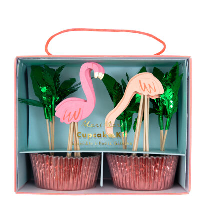 Meri Meri Neon Flamingo Cupcake Kit (Set of 24 Toppers)