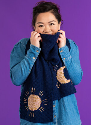 Sol Scarf - Free Scarf Knitting Pattern For Women in Paintbox Yarns Baby DK & Metallic DK by Paintbox Yarns